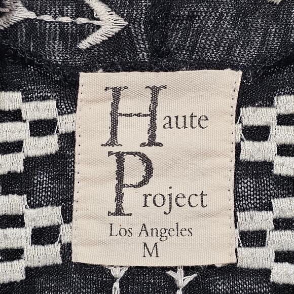 Haute Project Los Angles Cardigan Black Embroidered White Tribal Women's Size M - Picture 5 of 7